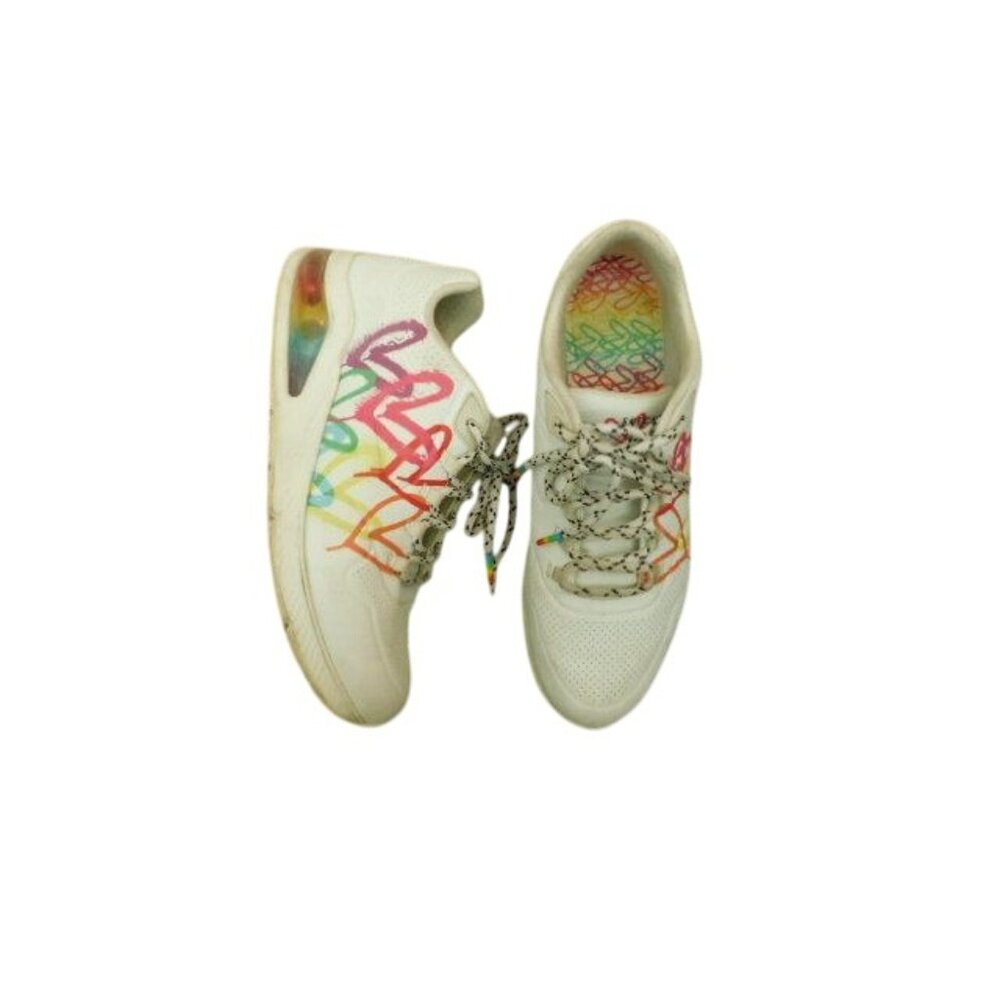 Skechers Size 11 Rainbow Heart Lace Up Athletic sporty Shoes